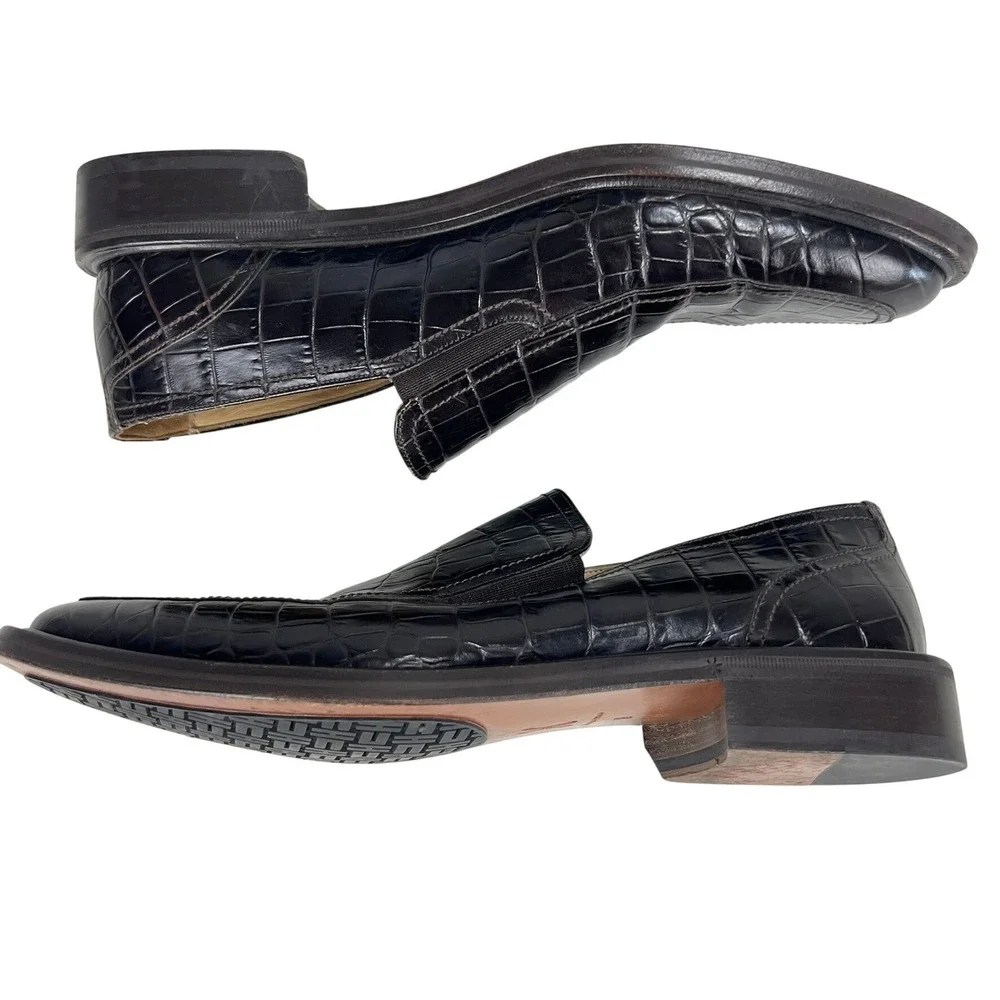 Cole Haan Collection Mens Dark Brown Crocodile Leather Slip On Loafers Size 8 M‎